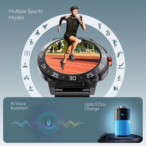 Fastrack Magnus FX3 Luxury Metal Smartwatch Premium Top Ring Design comes with High Definition 3.7 cm UltraVU Display With Black Strap - image number 5