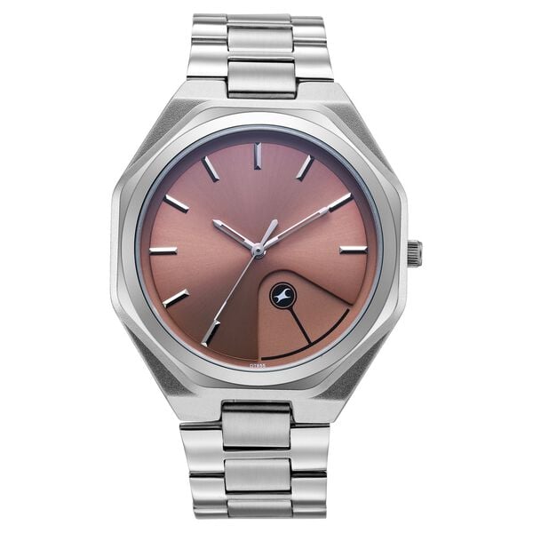 Fastrack 9 to Fine Analog with Salmon Pink Dial Metal Strap Watch for Guys - image number 0