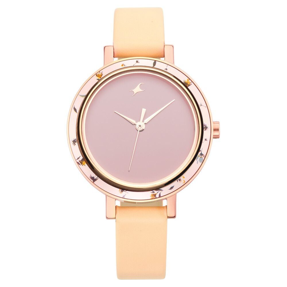 Buy Online Fastrack Paint Me Quartz Analog Pink Dial Leather Strap Watch for Girls ns6229wl02 Fastrack
