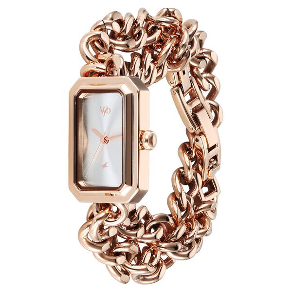 Vyb Showstopper By Fastrack Quartz Analog Silver Dial Metal Strap Watch For Girls - image number 3