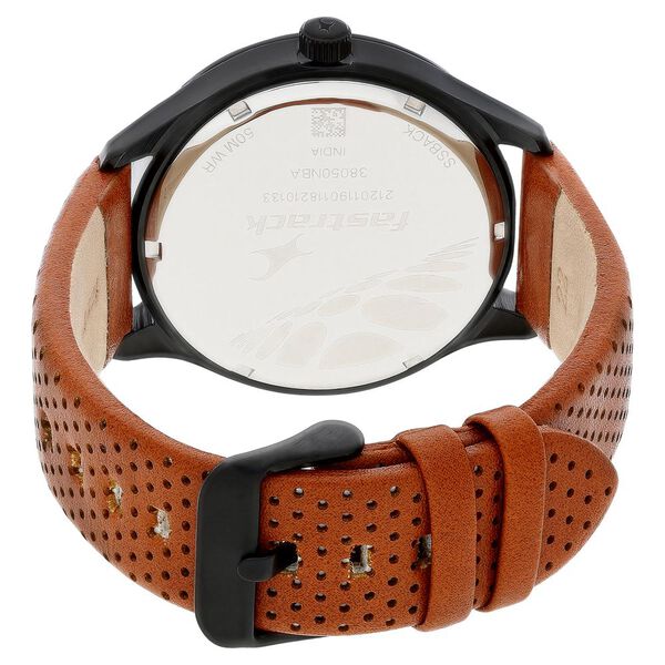 Fastrack Loopholes Quartz Analog with Date Black Dial Leather Strap Watch for Guys - image number 4