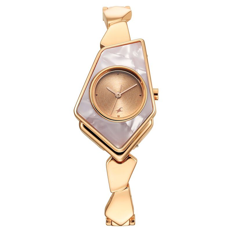 Fastrack Younique Quartz Analog Rose Gold Dial Metal Strap Watch for Girls