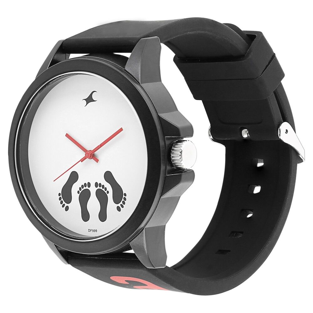 Fastrack Tees Quartz Analog White Dial Silicone Strap Unisex Watch
