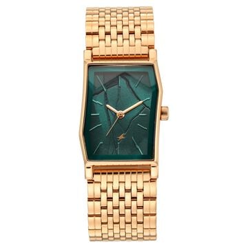 Fastrack Oceanyx 2.0 Analog Watch for Women with Dark Green Dial & Rose Gold Metal Strap