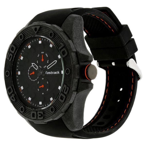 Fastrack Light Weight Quartz Multifunction Black Dial Silicone Strap Watch for Guys - image number 1