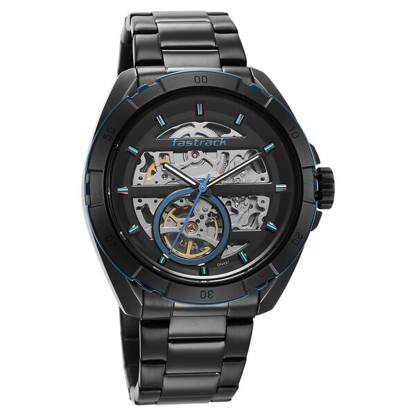 Fastrack Automatics Black Dial Black Stainless Steel Strap Watch For Guys - image number 1