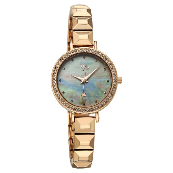 Vyb Enigma By Fastrack Quartz Analog Green Dial Rose Gold Metal Strap Watch For Girls - image number 2
