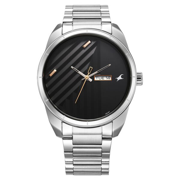Fastrack Fleek Quartz Analog with Day and Date Black Dial Stainless Steel Strap Watch For Guys - image number 0