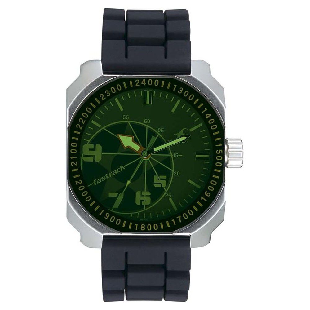 Buy Online Fastrack Quartz Analog Green Dial Silicone Strap Watch for Guys 3083sp01 Fastrack