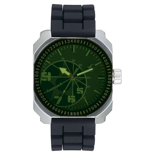 Fastrack Quartz Analog Green Dial Silicone Strap Watch for Guys - image number 0