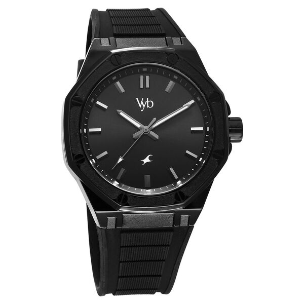Fastrack Vyb Rebel Quartz Analog Black Dial Black Color Silicone Strap Watch For Guys - image number 2