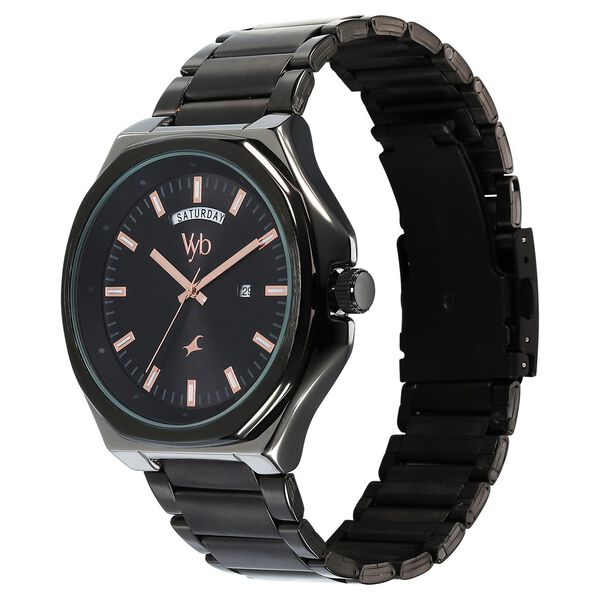 Vyb Orion By Fastrack Quartz Analog Black Dial Metal Strap Watch For Guys - image number 3
