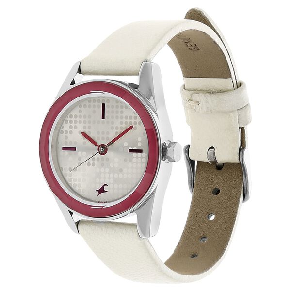 Fastrack Quartz Analog Silver Dial Leather Strap Watch for Girls - image number 1
