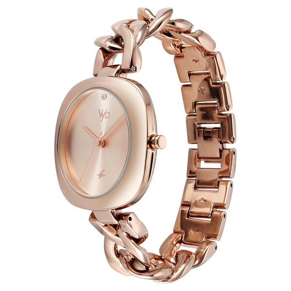 Vyb Spotlight By Fastrack Quartz Analog Rose Gold Dial Rose Gold Metal Strap Watch For Girls - image number 4