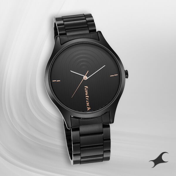 Fastrack Style Up Quartz Analog Black Dial Stainless Steel Strap Watch for Guys - image number 0