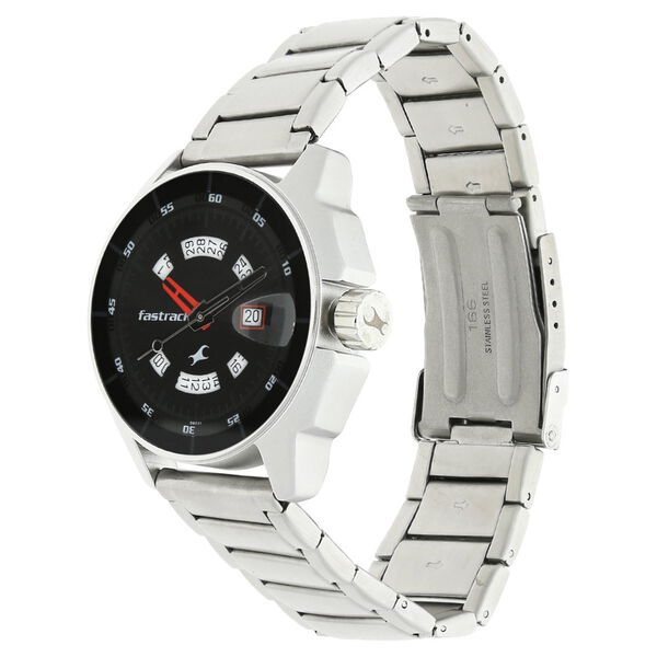 Fastrack Quartz Analog with Date Black Dial Stainless Steel Strap Watch for Guys - image number 1