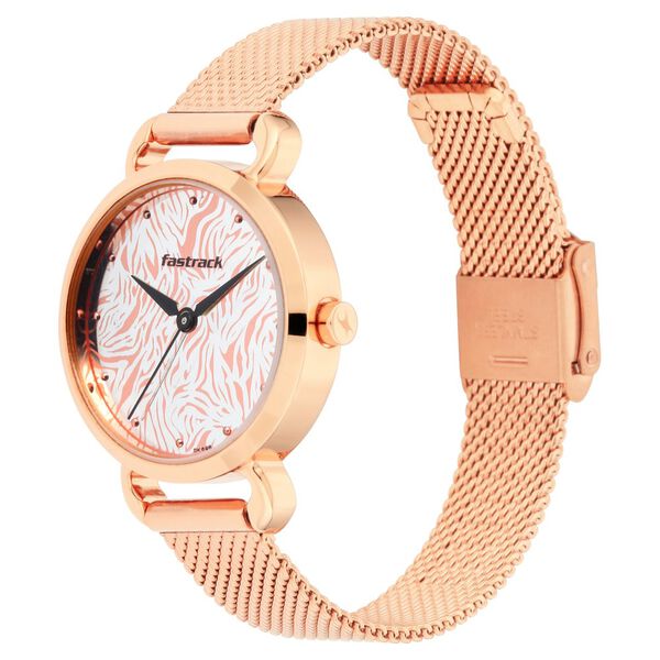 Fastrack Animal Print Quartz Analog Bicolour Dial Stainless Steel Strap Watch for Girls - image number 3
