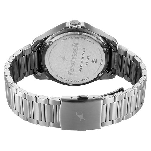 Fastrack Groove Quartz Analog with Date Green Dial Silver Stainless Steel Strap Watch For Guys - image number 6