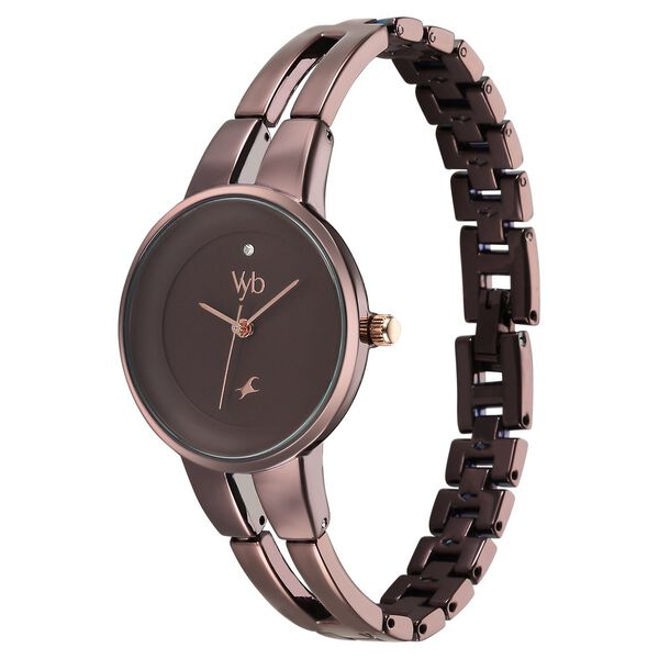 Fastrack Vyb Halo Quartz Analog Brown Dial Metal Strap Watch for Girls - image number 3