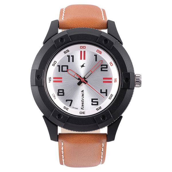 Fastrack Modular Quartz Analog Silver Dial Leather Strap Watch for Guys - image number 1