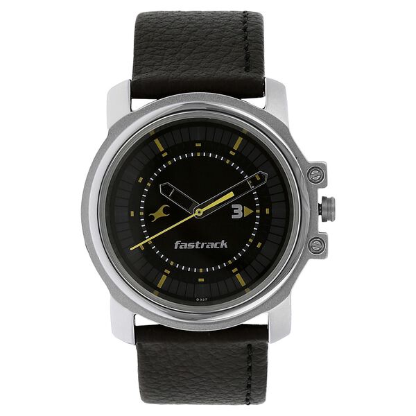 Fastrack Quartz Analog Black Dial Leather Strap Watch for Guys - image number 0