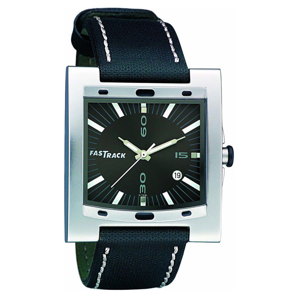 Buy Online Fastrack Quartz Analog Black Dial Leather Strap Watch for Guys 1229sl02 Fastrack