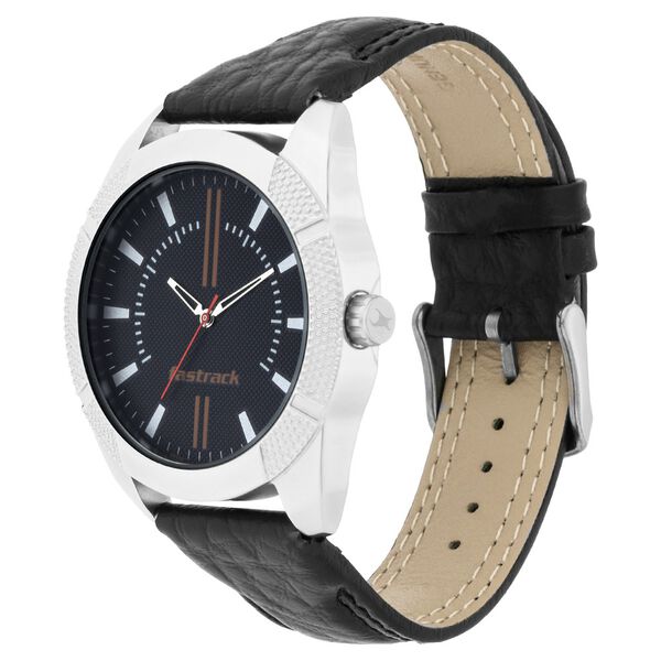 Fastrack Quartz Analog Black Dial Leather Strap Watch for Guys - image number 2
