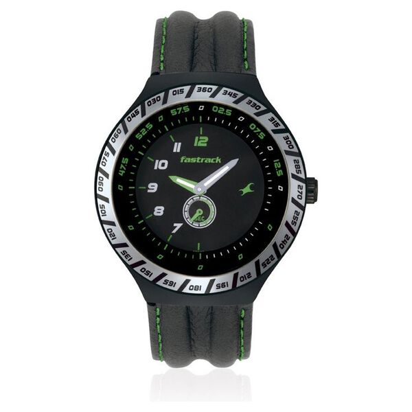 Fastrack Quartz Analog Black Dial Leather Strap Watch for Guys - image number 0