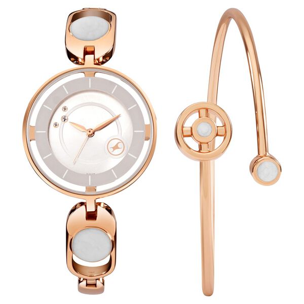Fastrack Pulse Quartz Analog Silver Dial Metal Strap Watch For Girls - image number 0