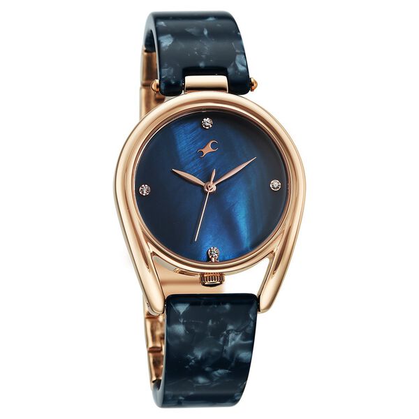 Fastrack Younique Quartz Analog Blue Mother Of Pearl Dial Two Toned Acetate & Metal Strap Watch For Girls - image number 1