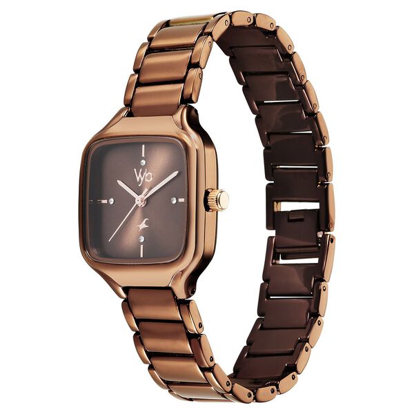 Fastrack Vyb Minimalist Quartz Analog Brown Dial Metal Strap Watch For Girls - image number 3