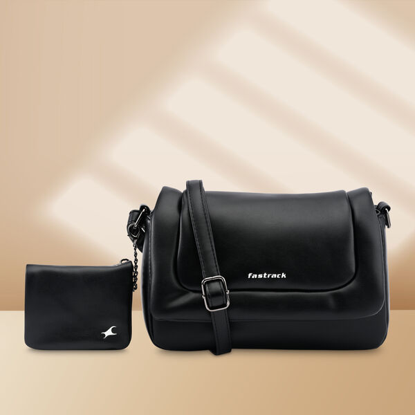 Fastrack Puff Sling with Detachable Pouch in Black - image number 0
