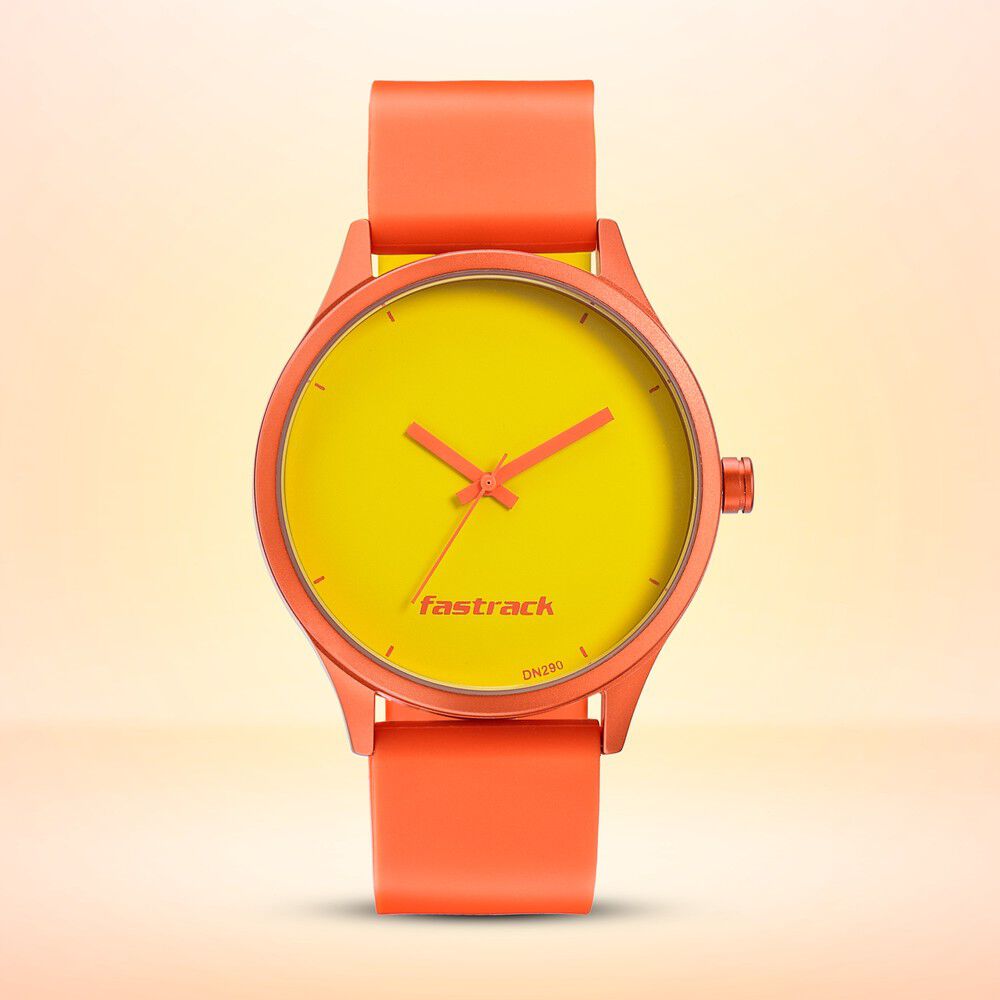 Fastrack Topicals Quartz Analog Yellow Dial Silicone Strap Unisex