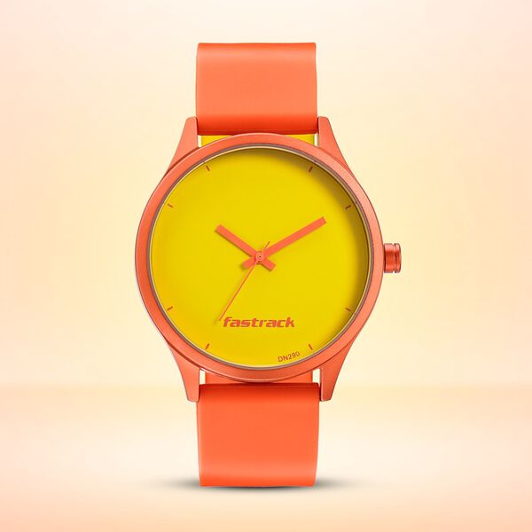 Fastrack Topicals Quartz Analog Yellow Dial Silicone Strap Unisex Watch - image number 1