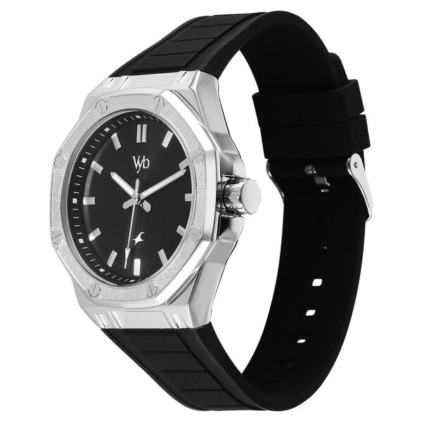 Vyb Rebel By Fastrack Quartz Analog Black Dial Black Silicone Strap Watch For Guys - image number 4