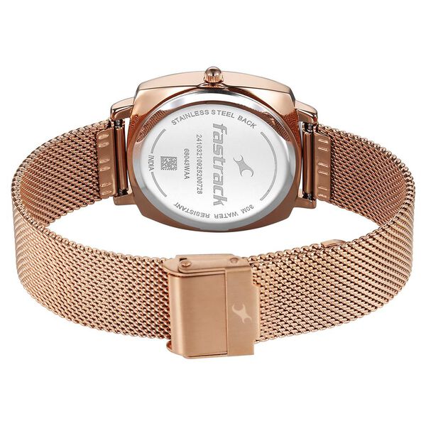 Fastrack Stunners Quartz Analog Brown Dial Rose Gold Stainless Steel Strap Watch For Girls - image number 5