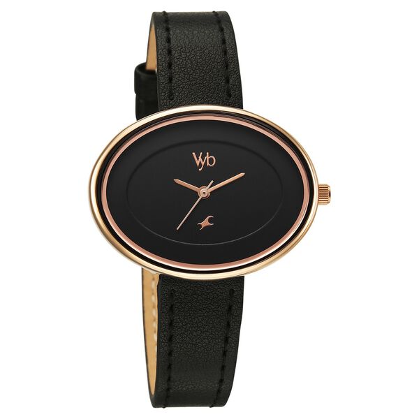 Vyb Mirage By Fastrack Quartz Analog Black Dial Black Split leather Strap Watch For Girls - image number 2