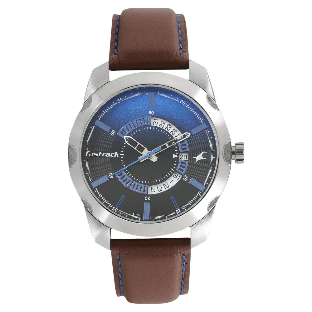Fastrack All Nighters Quartz Analog with Date Black Dial Leather