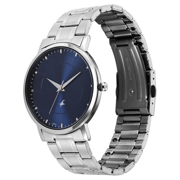 Fastrack Stunners X Quartz Analog Blue Dial Stainless Steel Strap Watch For Guys - image number 2