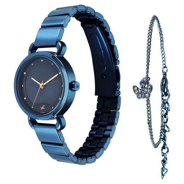 Fastrack Pulse Quartz Analog Blue Dial Stainless Steel Strap Watch for Girls - image number 2