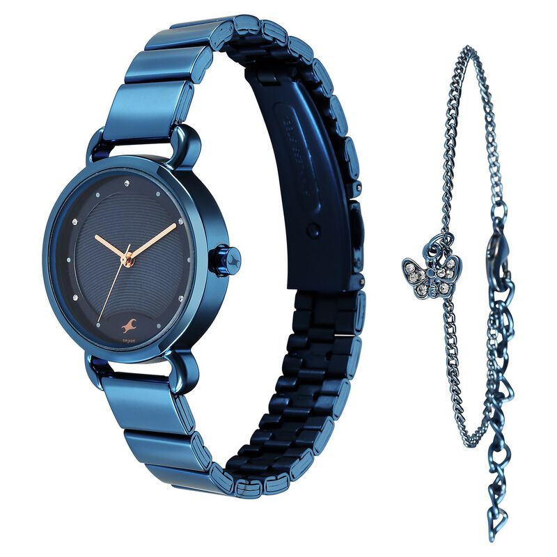Fastrack Pulse Quartz Analog Blue Dial Stainless Steel Strap Watch for ...