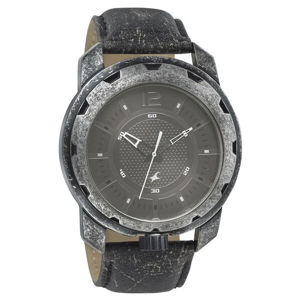 Fastrack Quartz Analog Black Dial Leather Strap Watch for Guys - image number 0