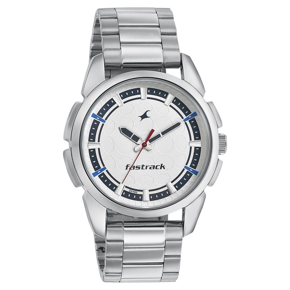 Buy Online Fastrack Sunburn Quartz Analog Silver Dial Stainless Steel Strap Watch for Guys np3233sm01 Fastrack