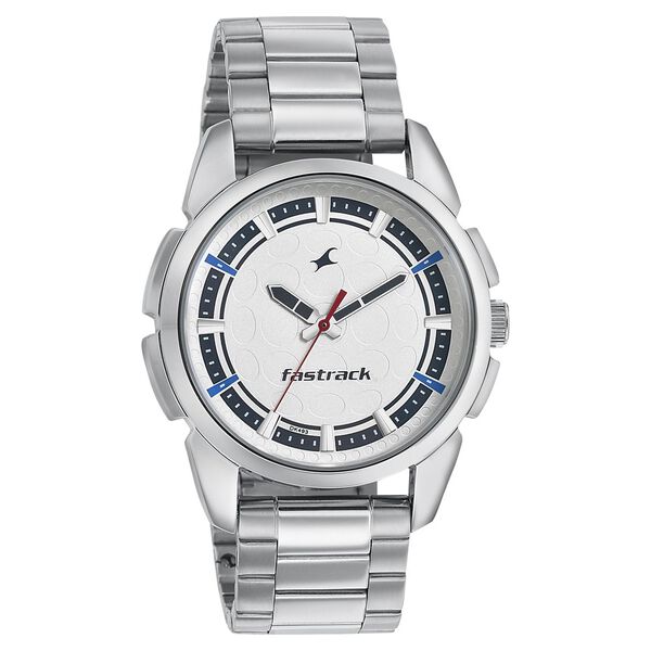 Fastrack Sunburn Quartz Analog Silver Dial Stainless Steel Strap Watch for Guys - image number 0