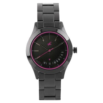 Fastrack All Nighters Quartz Analog Black Dial Metal Strap Watch for Girls