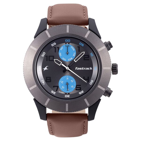 Fastrack Modular Quartz Analog Anthracite Dial Leather Strap Watch for Guys - image number 1