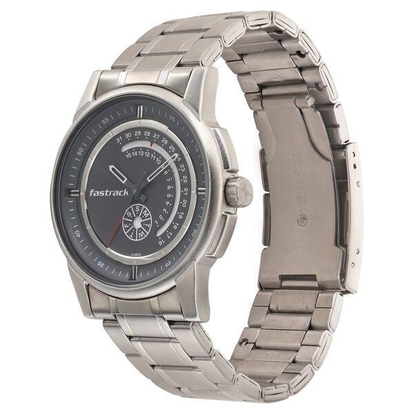 Fastrack Go Skate Quartz Analog with Day and Date Grey Dial Stainless Steel Strap Watch for Guys - image number 2
