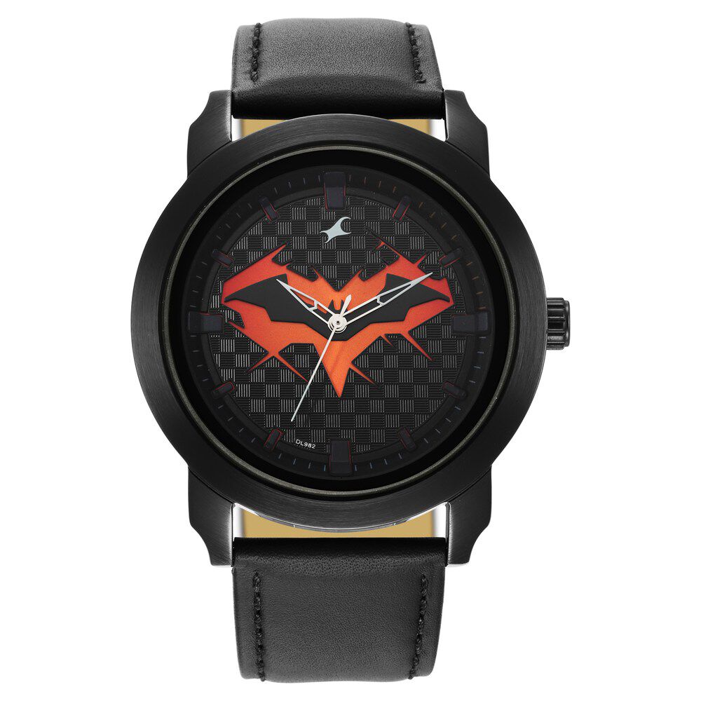 Buy Online Fastrack Batman Quartz Analog Black Dial Leather Strap Watch for Guys 3269nl01 Fastrack