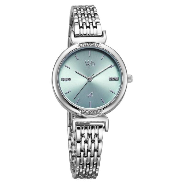 Fastrack Vyb Charmer Quartz Analog Green Dial Silver Color Metal Strap Watch For Girls - image number 2