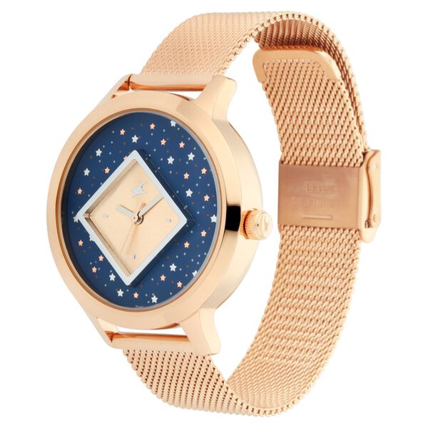 Fastrack Fit Outs Quartz Analog Blue Dial Metal Strap Watch for Girls - image number 2